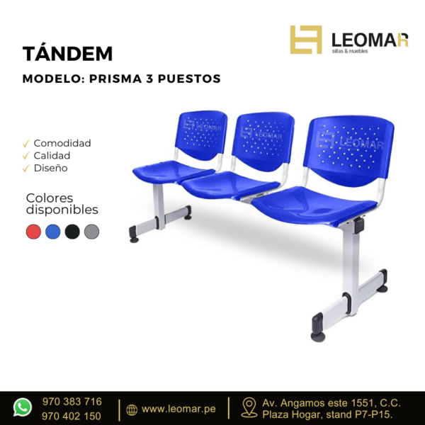 sillas tándem modelo prisma