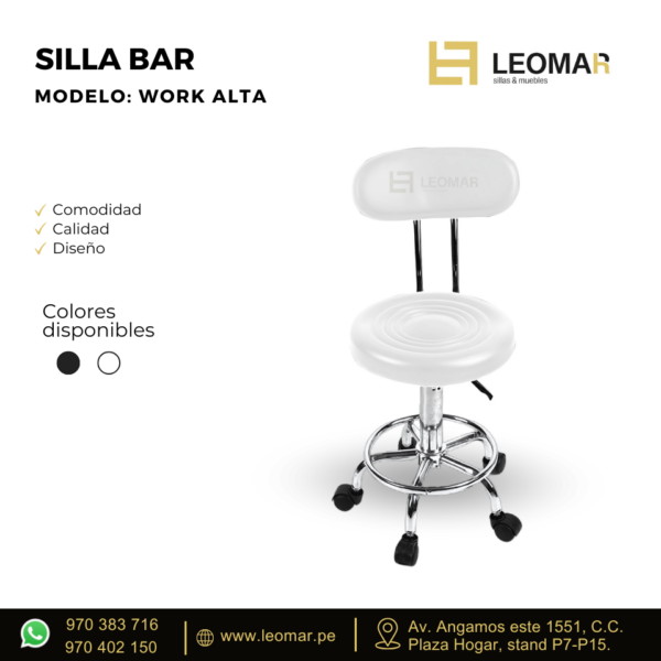‎silla bar modelo work alta